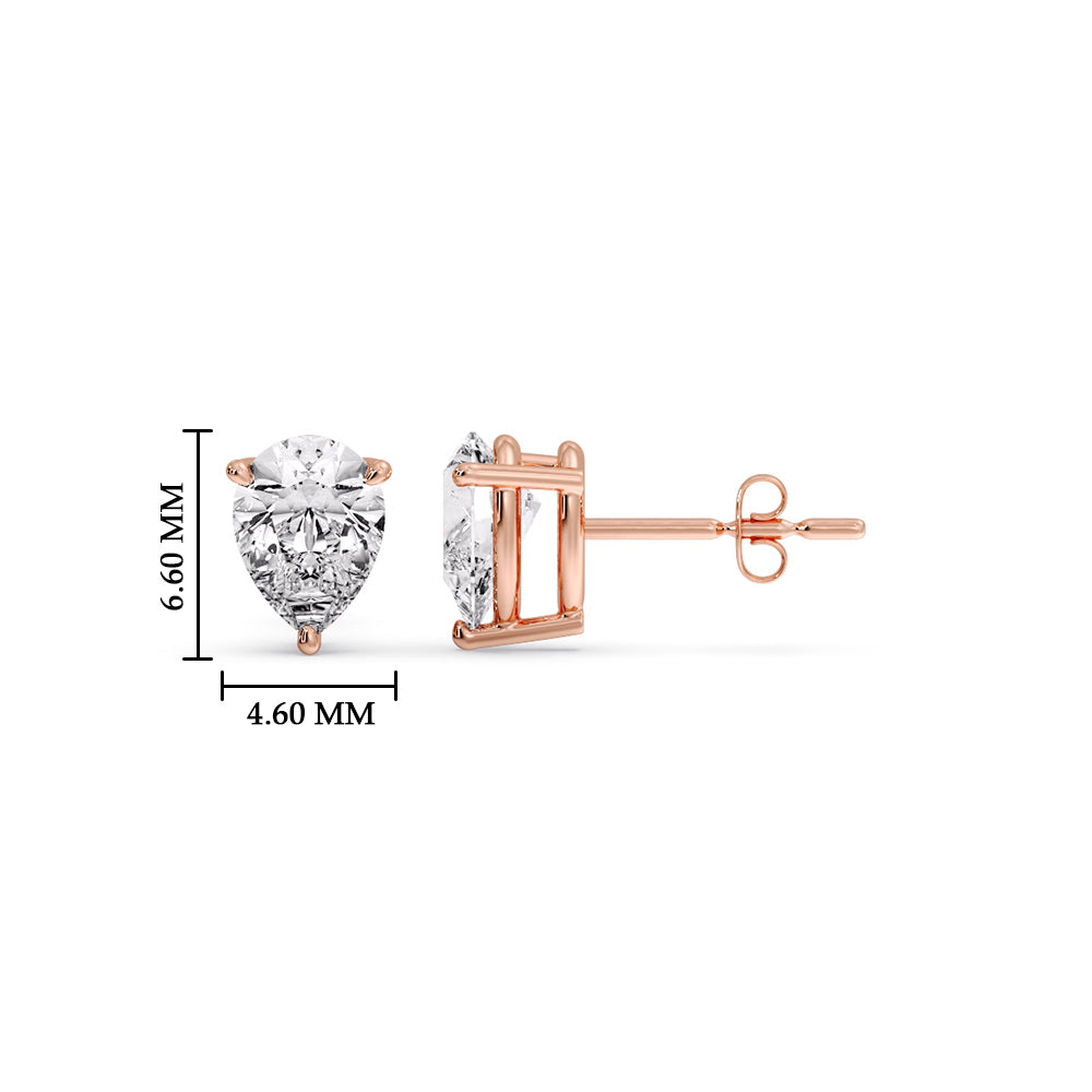 Three-Prong Pear Diamond Solitaire Stud Earrings [IGI Certified]