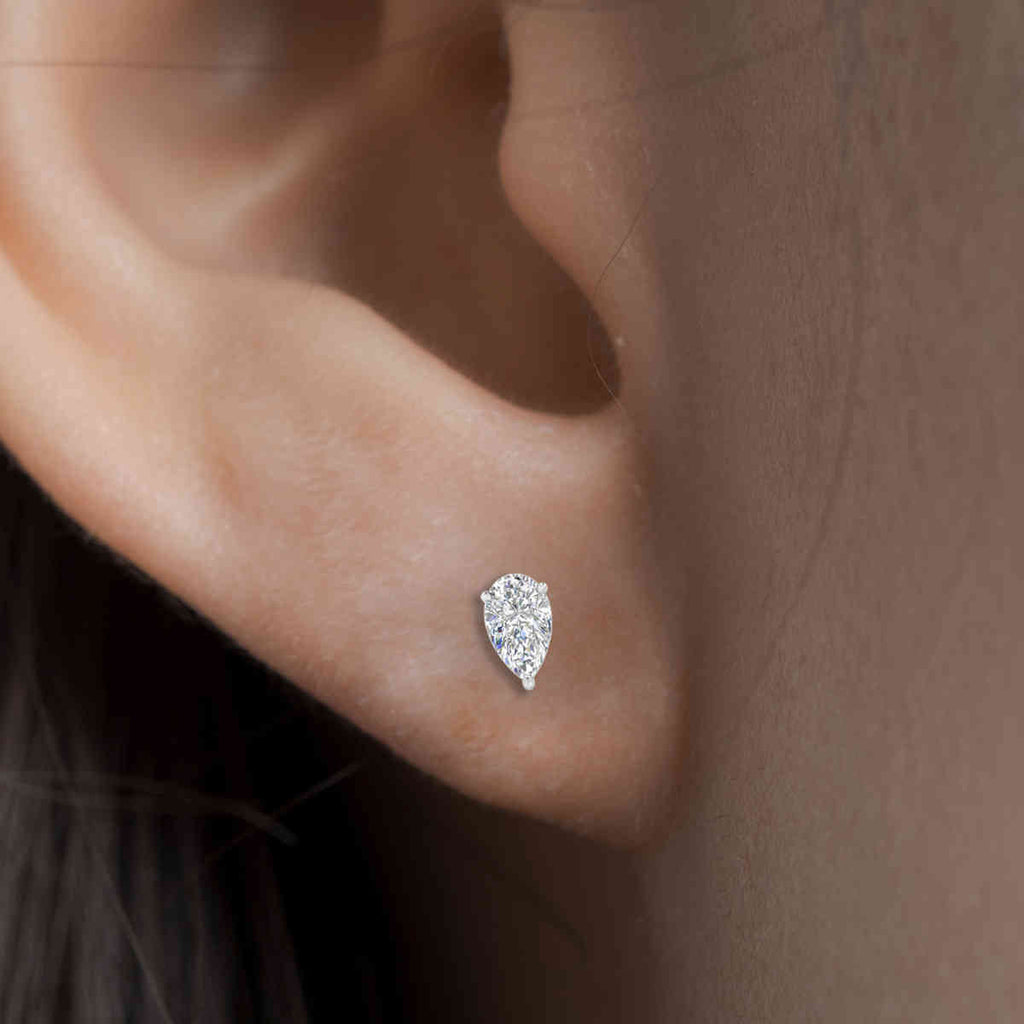 Three-Prong Pear Diamond Solitaire Stud Earrings [IGI Certified]
