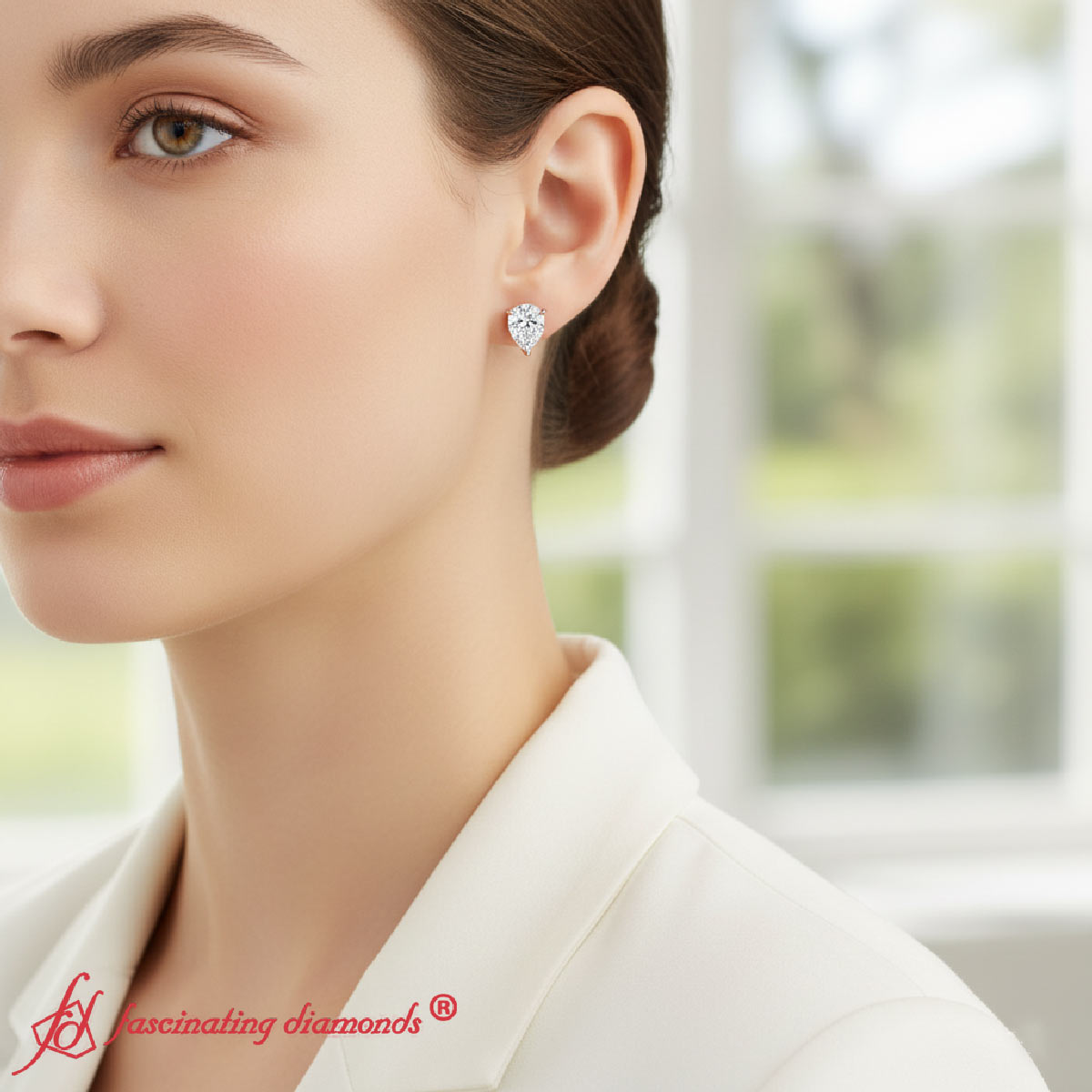 Three-Prong Pear Diamond Solitaire Stud Earrings [IGI Certified]