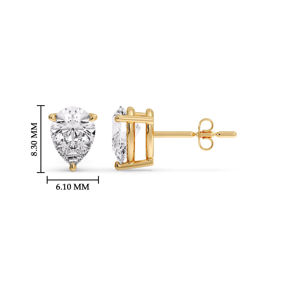 Three-Prong Pear Diamond Solitaire Stud Earrings [IGI Certified]