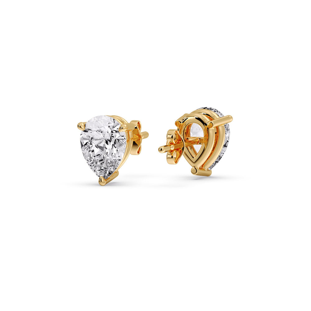 Three-Prong Pear Diamond Solitaire Stud Earrings [IGI Certified]