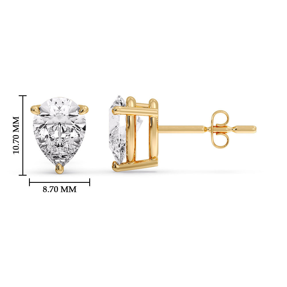 Three-Prong Pear Diamond Solitaire Stud Earrings [IGI Certified]