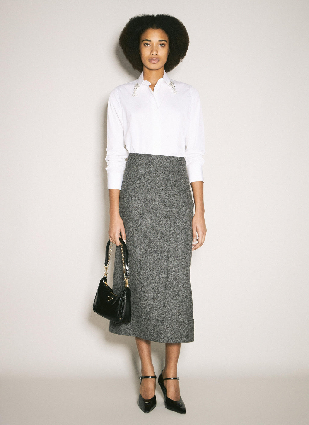 Prada Women Embroidered Poplin Shirt