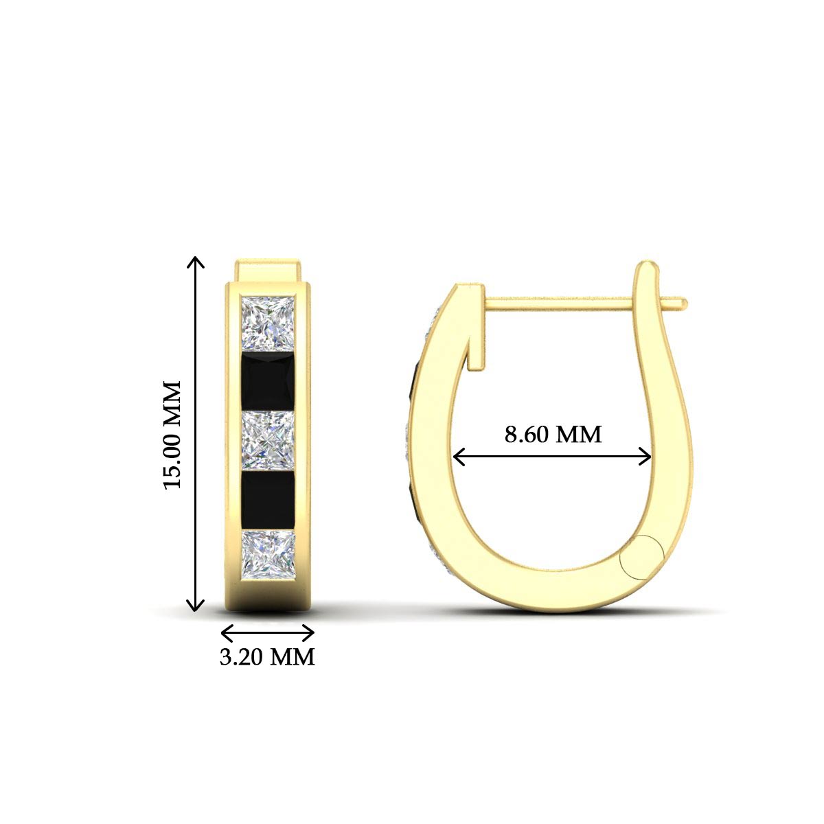 Channel Set Huggie Hoop Earring