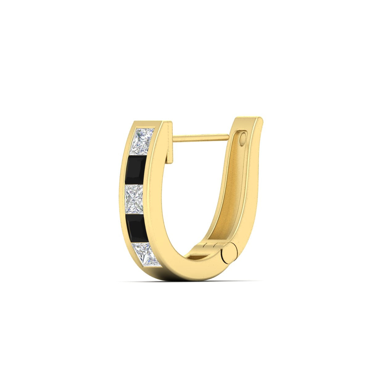 Channel Set Huggie Hoop Earring