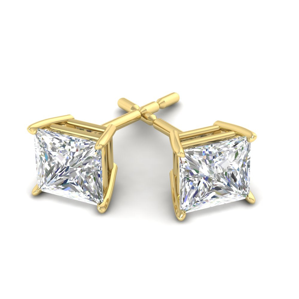 Princess-Cut Diamond Solitaire Stud Earrings [IGI Certified]