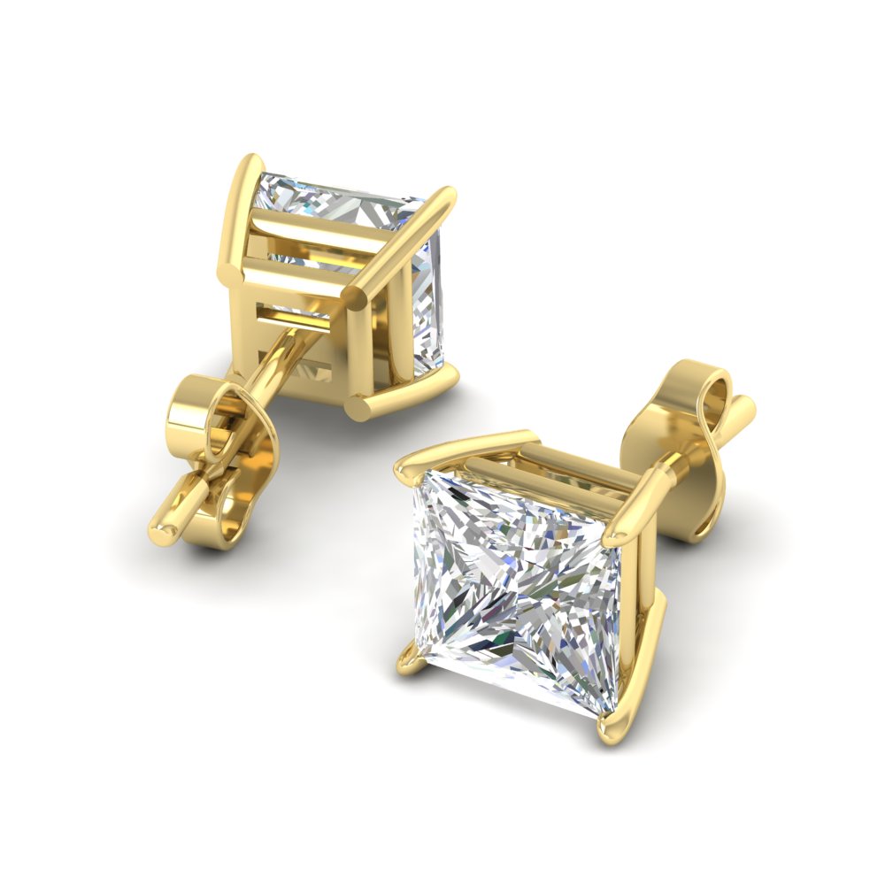 Princess-Cut Diamond Solitaire Stud Earrings [IGI Certified]
