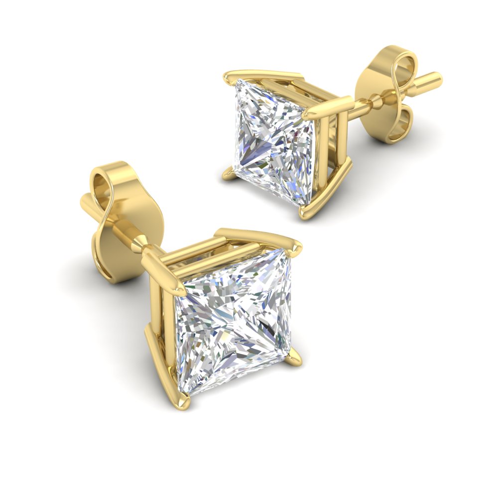 Princess-Cut Diamond Solitaire Stud Earrings [IGI Certified]
