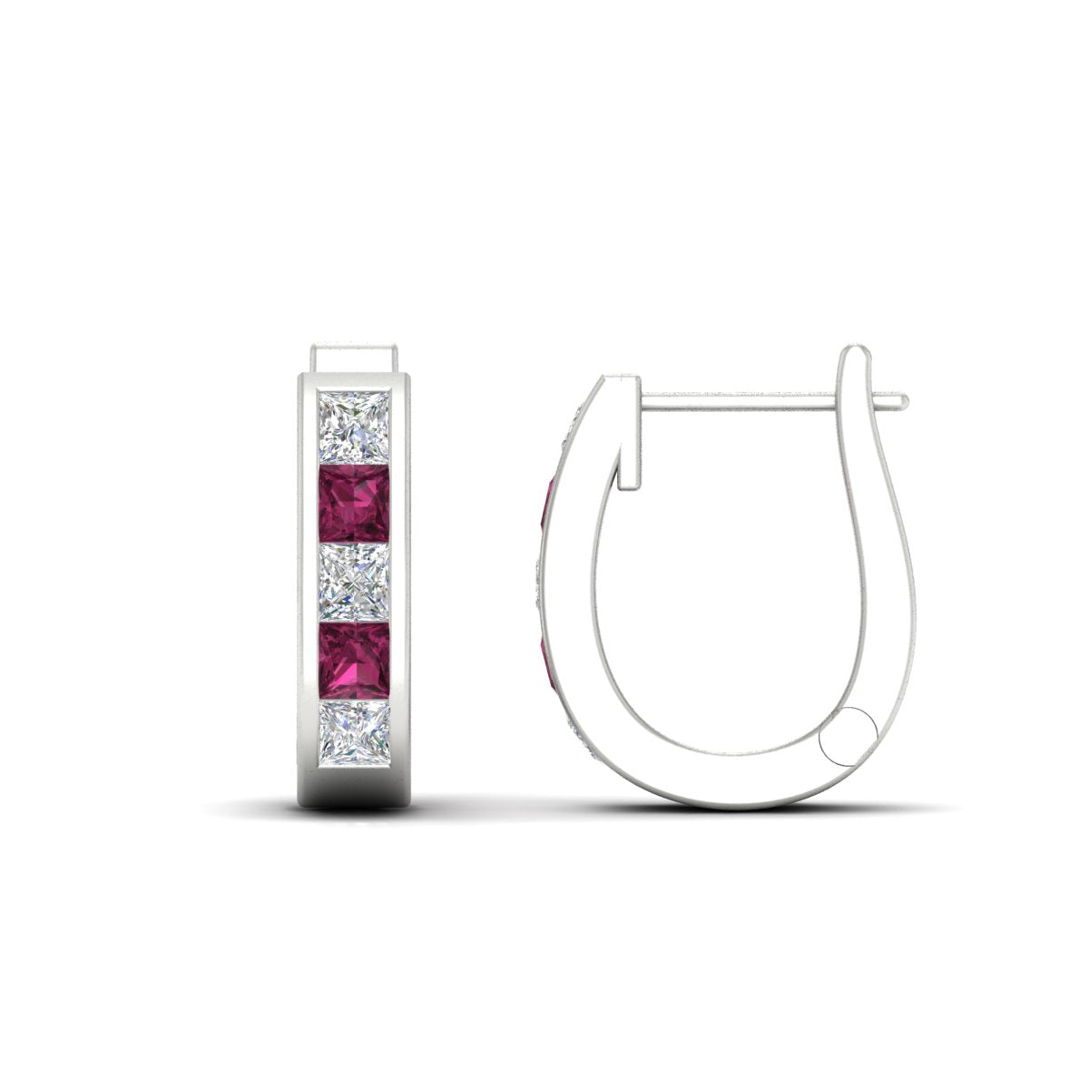 Channel Set Huggie Hoop Earring
