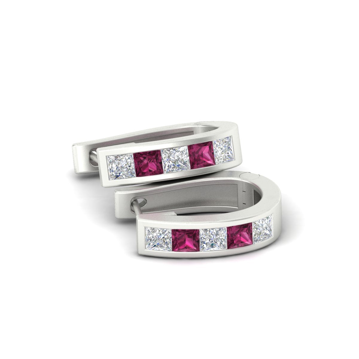 Channel Set Huggie Hoop Earring