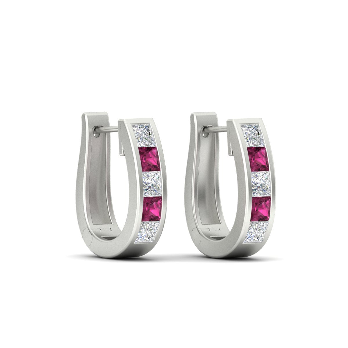 Channel Set Huggie Hoop Earring