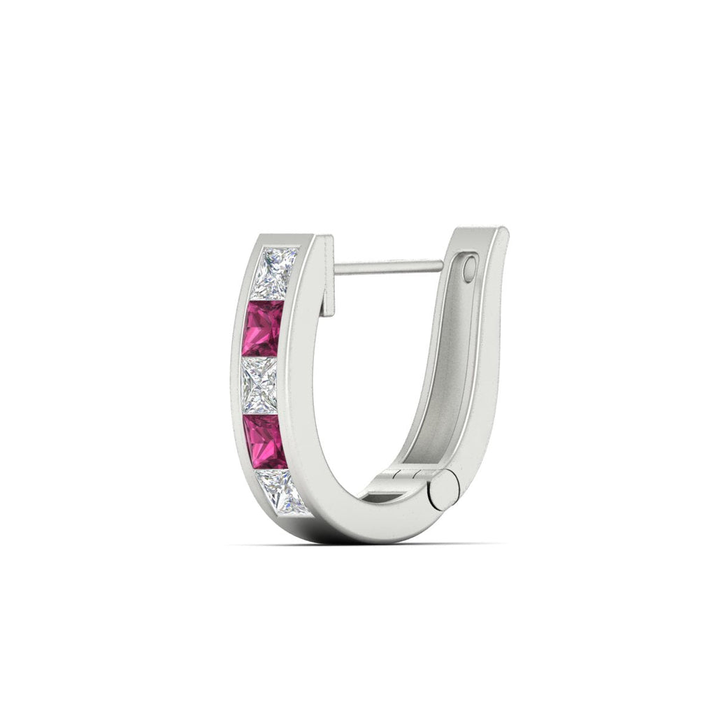 Channel Set Huggie Hoop Earring