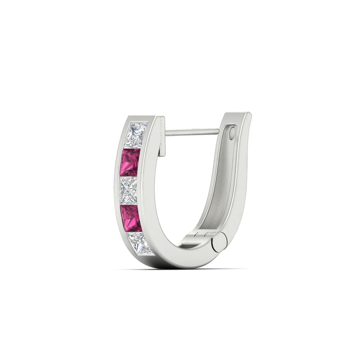 Channel Set Huggie Hoop Earring