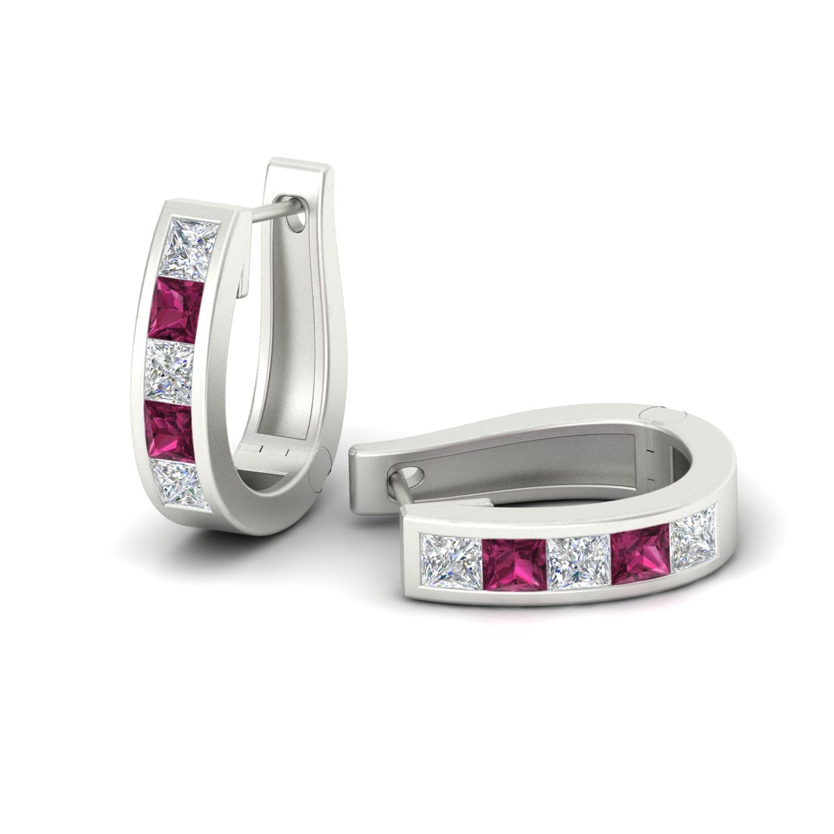 Channel Set Huggie Hoop Earring