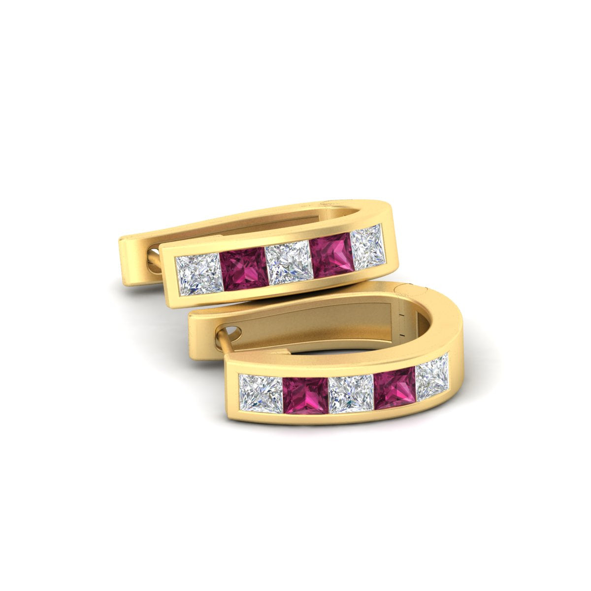 Channel Set Huggie Hoop Earring