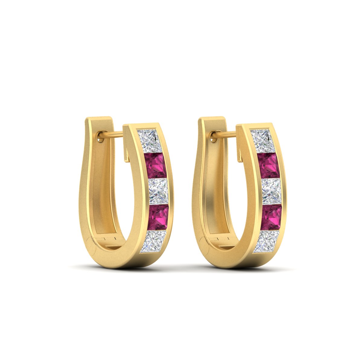 Channel Set Huggie Hoop Earring