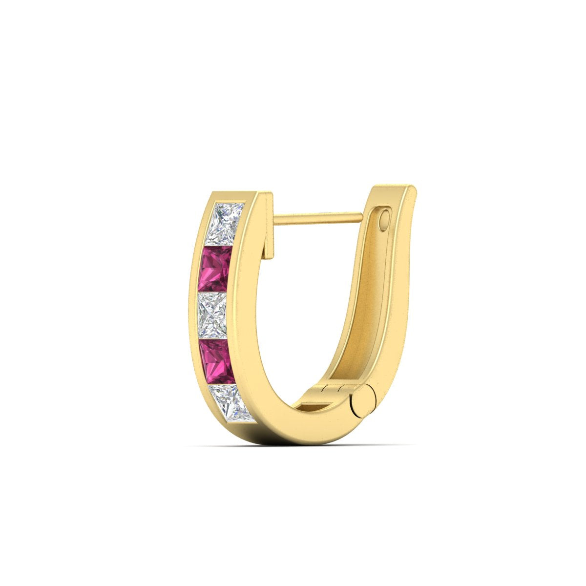 Channel Set Huggie Hoop Earring