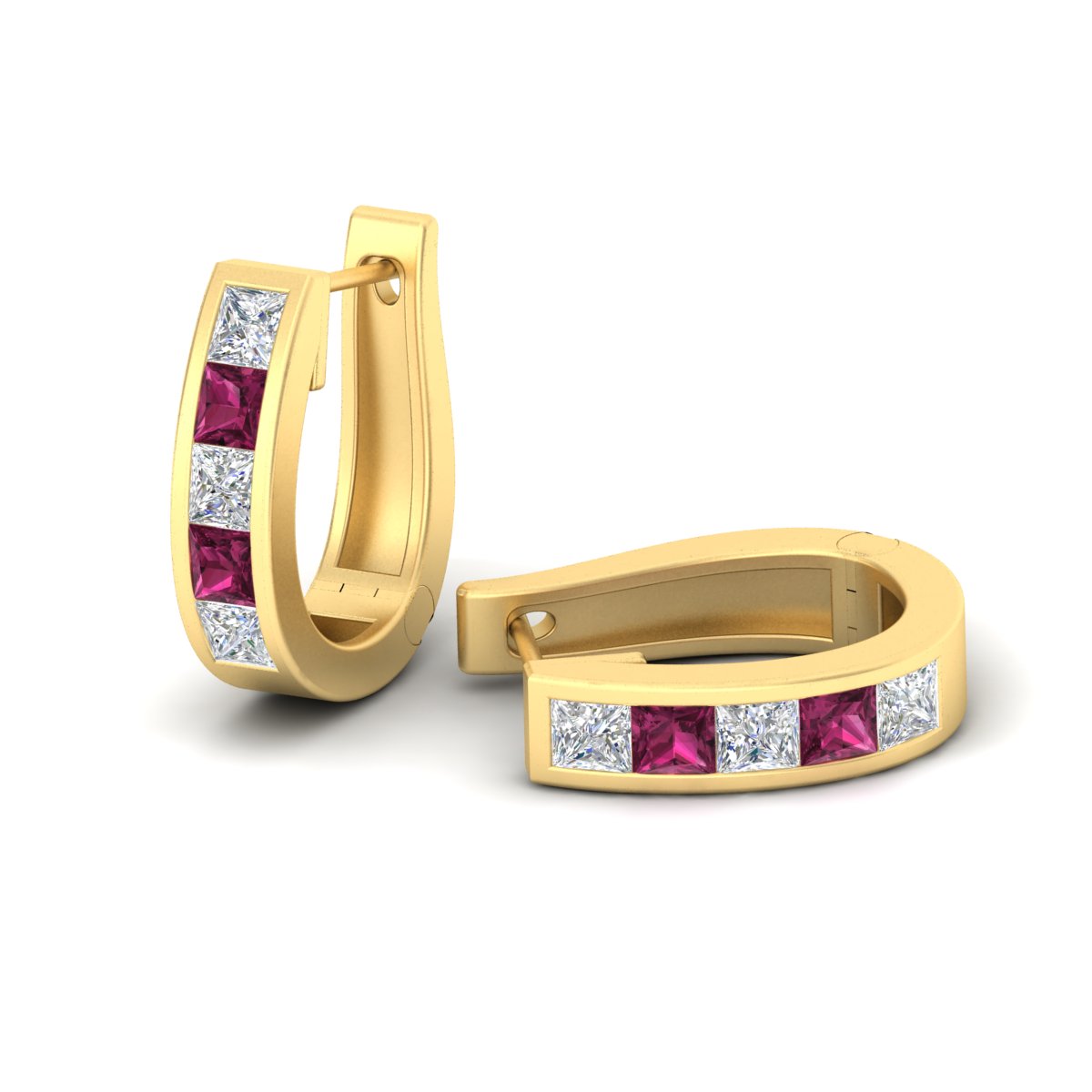 Channel Set Huggie Hoop Earring