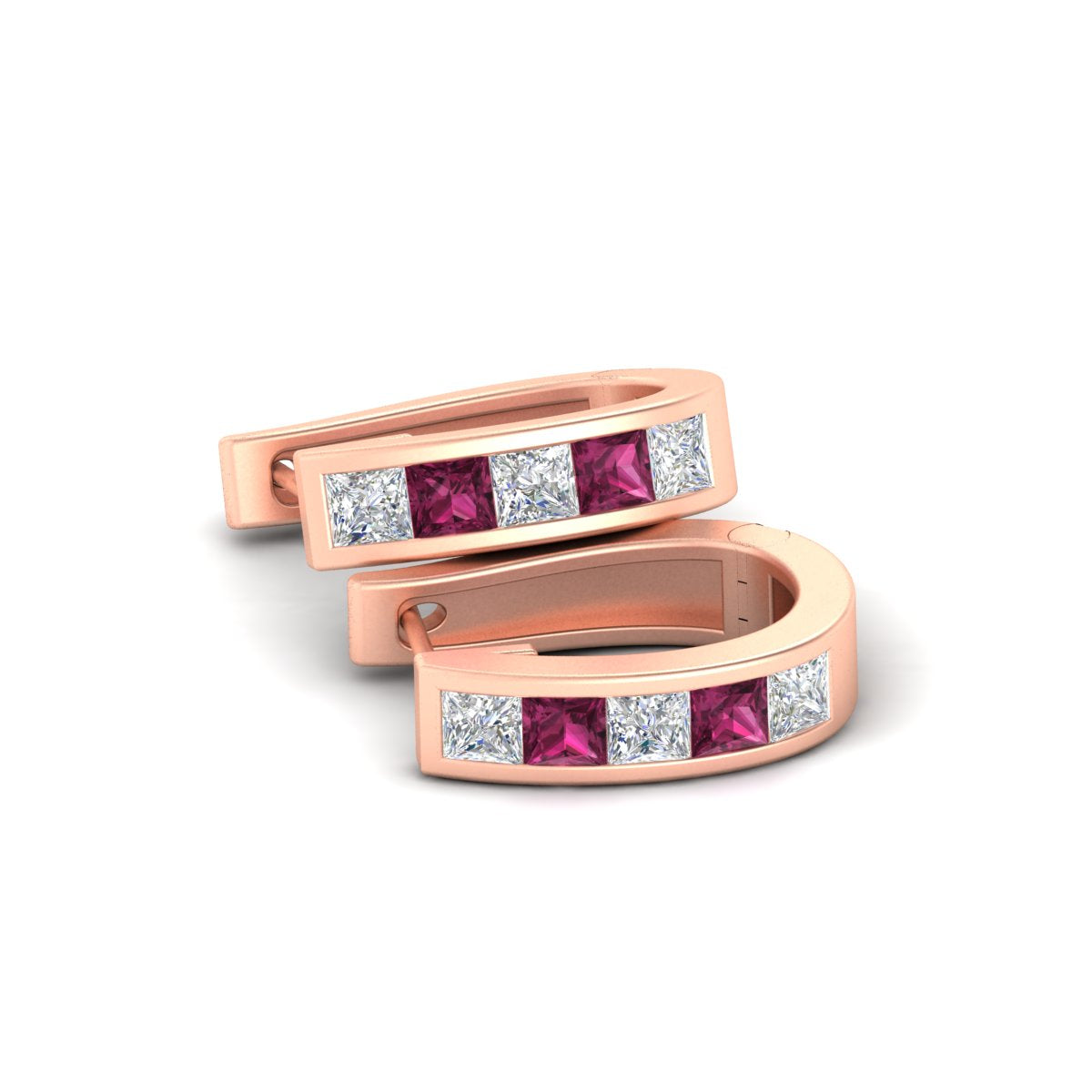 Channel Set Huggie Hoop Earring