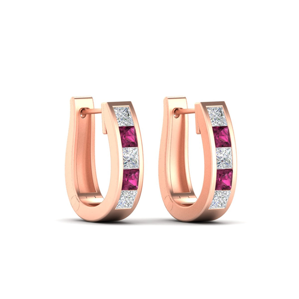 Channel Set Huggie Hoop Earring