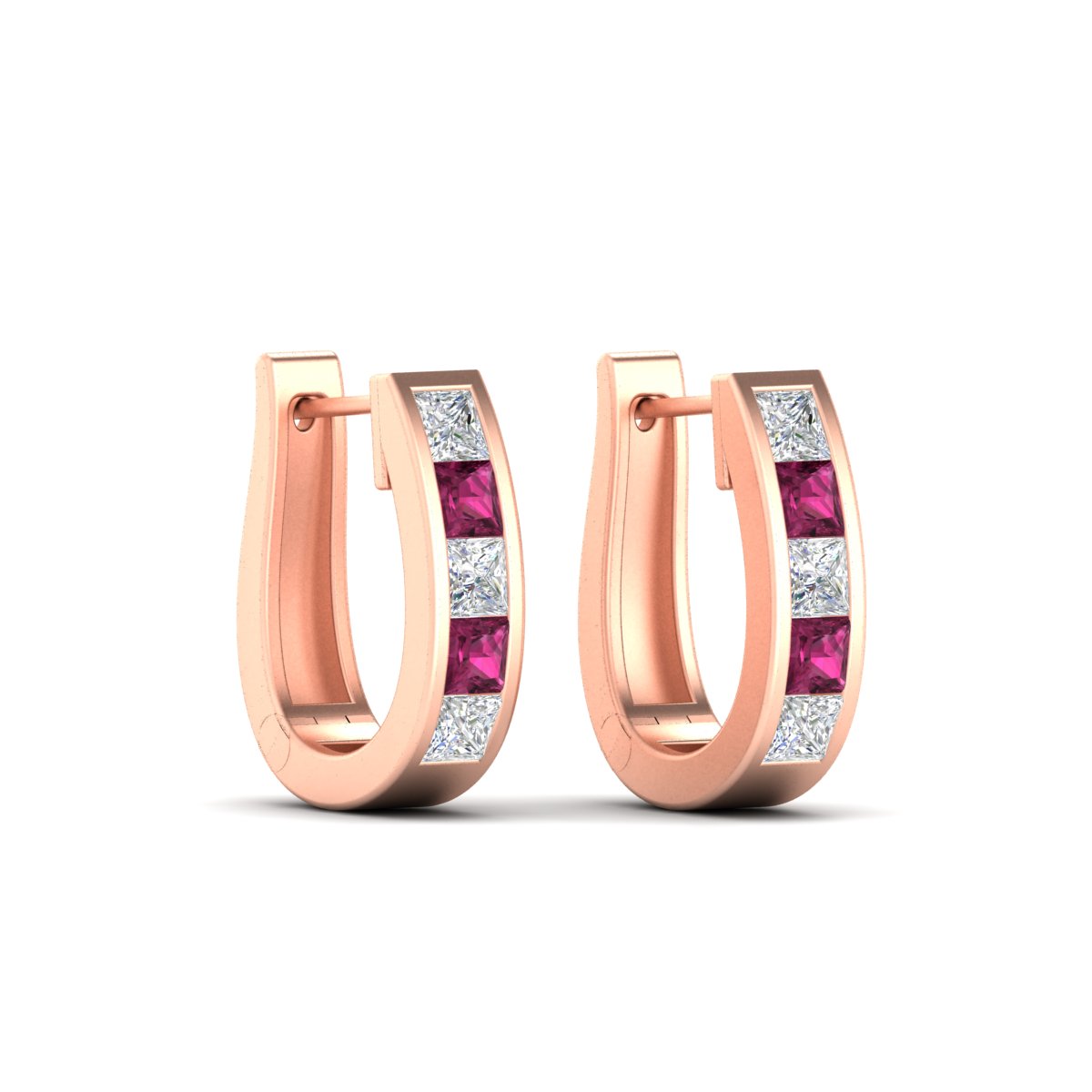 Channel Set Huggie Hoop Earring