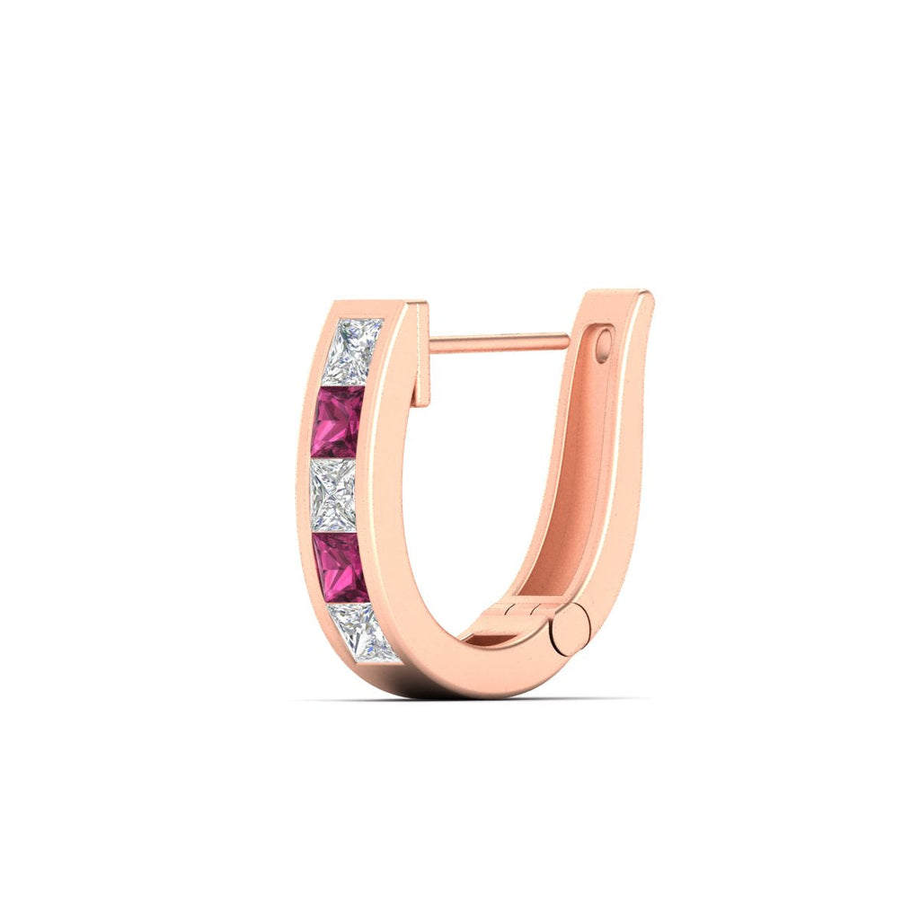Channel Set Huggie Hoop Earring