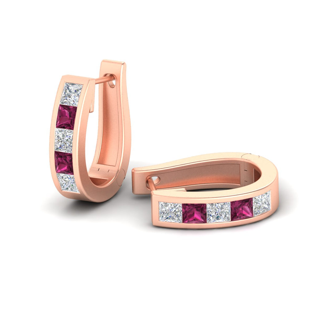 Channel Set Huggie Hoop Earring