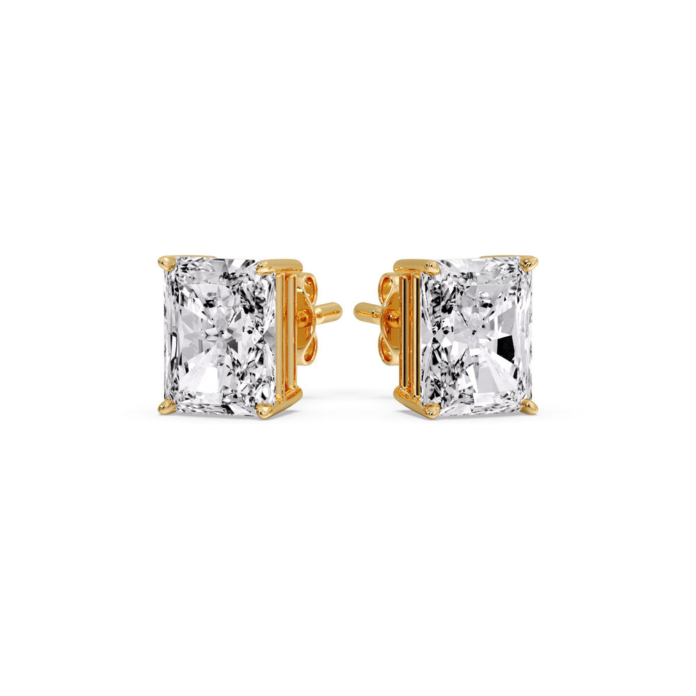 IGI Certified Basket Stud Earrings Set With Radiant Cut Diamonds