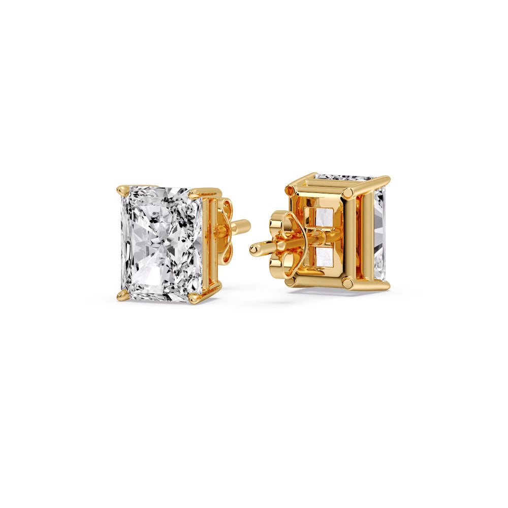 IGI Certified Basket Stud Earrings Set With Radiant Cut Diamonds