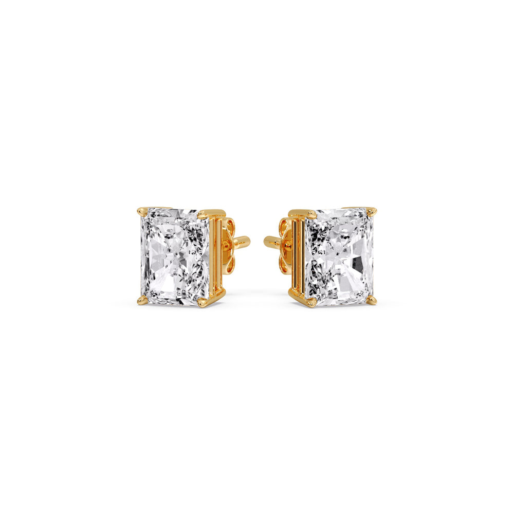 IGI Certified Basket Stud Earrings Set With Radiant Cut Diamonds