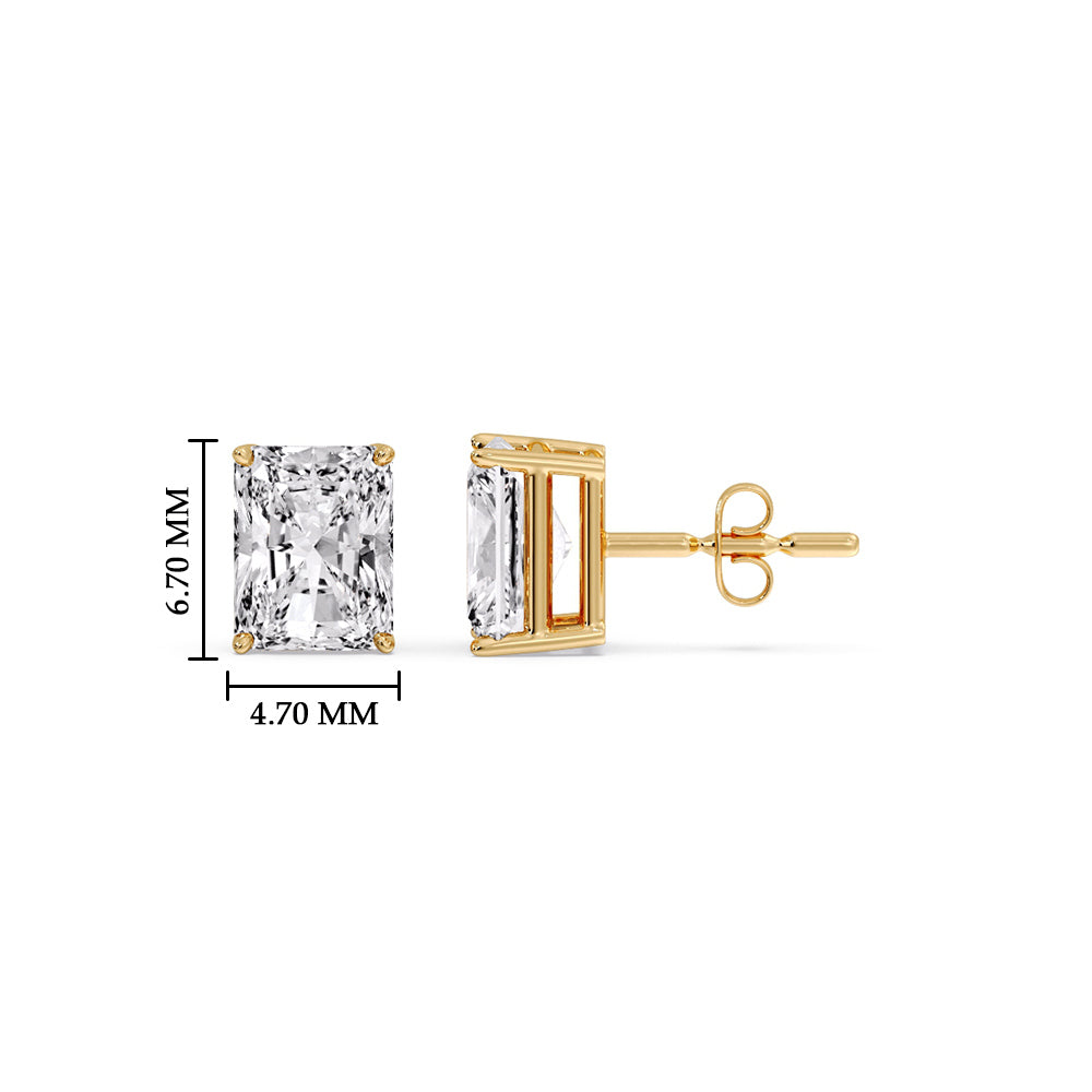 IGI Certified Basket Stud Earrings Set With Radiant Cut Diamonds