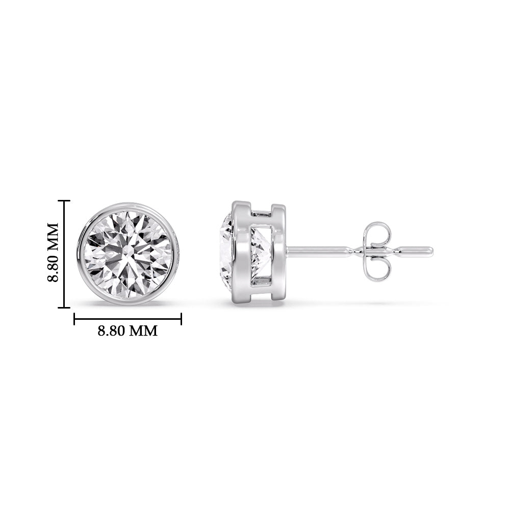 Bezel-Set Brilliant Round Diamond Solitaire Stud Earrings [IGI Certified]