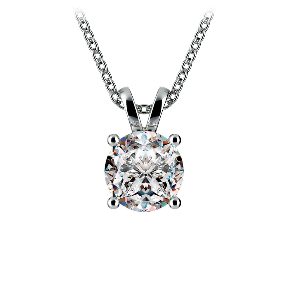 AGI Certified 2.00 CTW Prong Set Round Lab Grown Solitaire Diamond Pendant (G-VS) in 14K White or Yellow Gold VossAgin