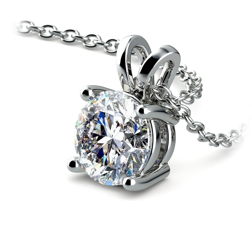 AGI Certified 2.00 CTW Prong Set Round Lab Grown Solitaire Diamond Pendant (G-VS) in 14K White or Yellow Gold VossAgin