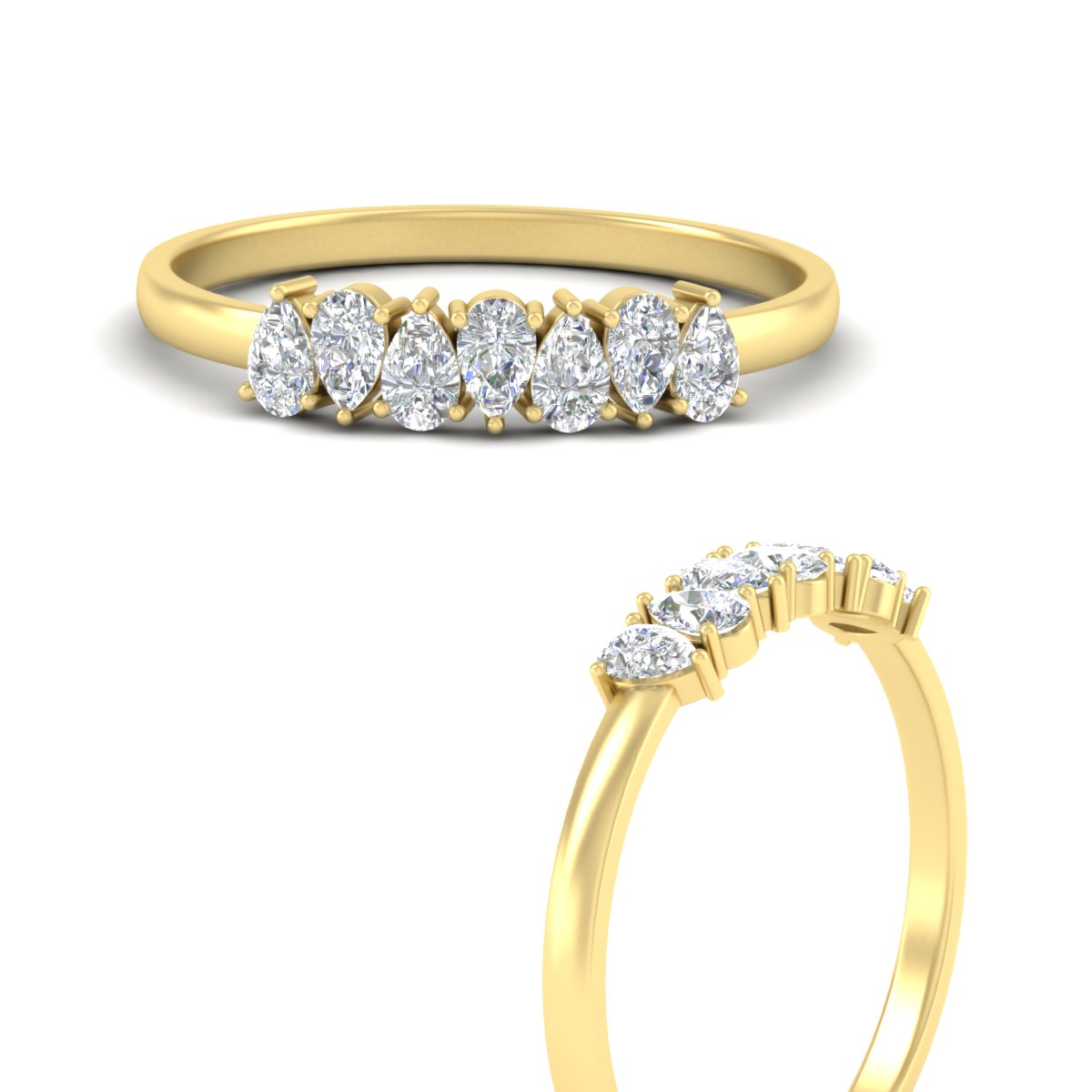 Half Carat 7 Stone Wedding Band Diamond Teardrop