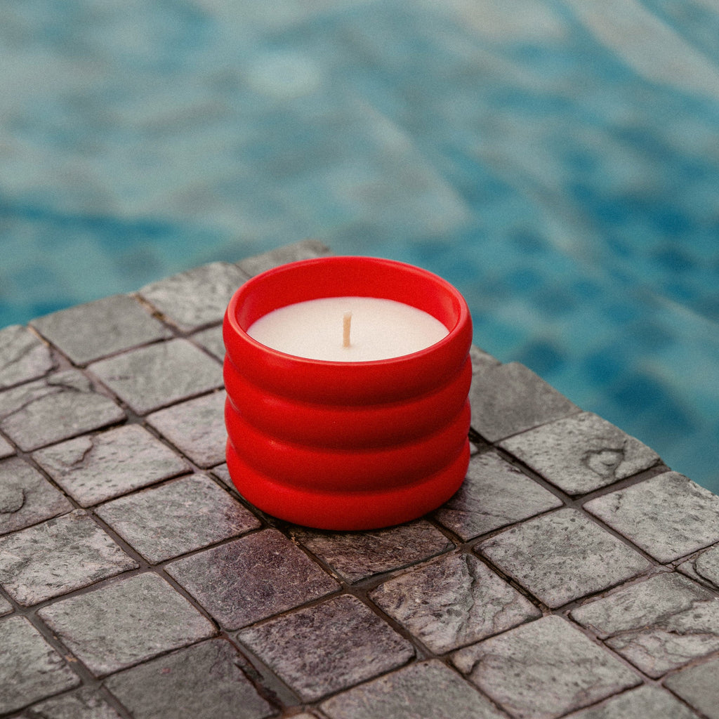 Soy Wax Ceramic Candle & Wick Trimmer Set Italic