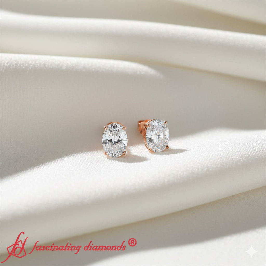 Classic Four Prong Oval Diamond Solitaire Stud Earrings [IGI Certified]
