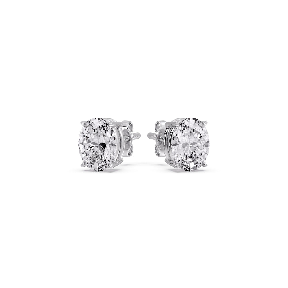 Classic Four Prong Oval Diamond Solitaire Stud Earrings [IGI Certified]