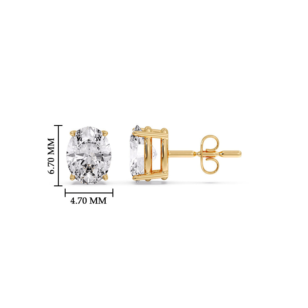 Classic Four Prong Oval Diamond Solitaire Stud Earrings [IGI Certified]