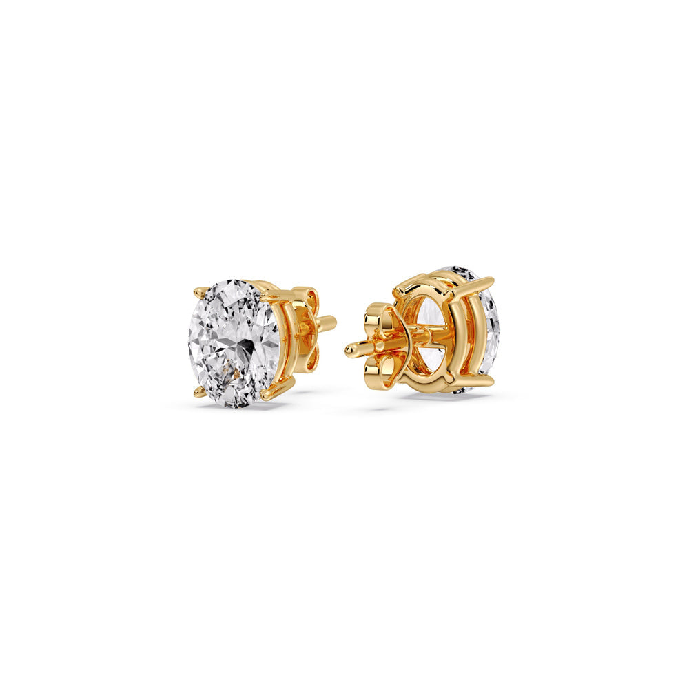 Classic Four Prong Oval Diamond Solitaire Stud Earrings [IGI Certified]