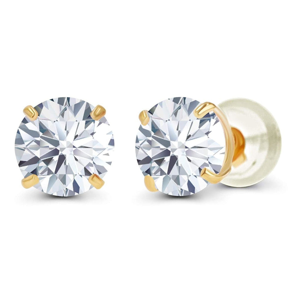 2.50 CTW Created Moissanite Stud Earrings in 14K Yellow Gold, Handcrafted in USA - F-G Color, VS Clarity VossAgin