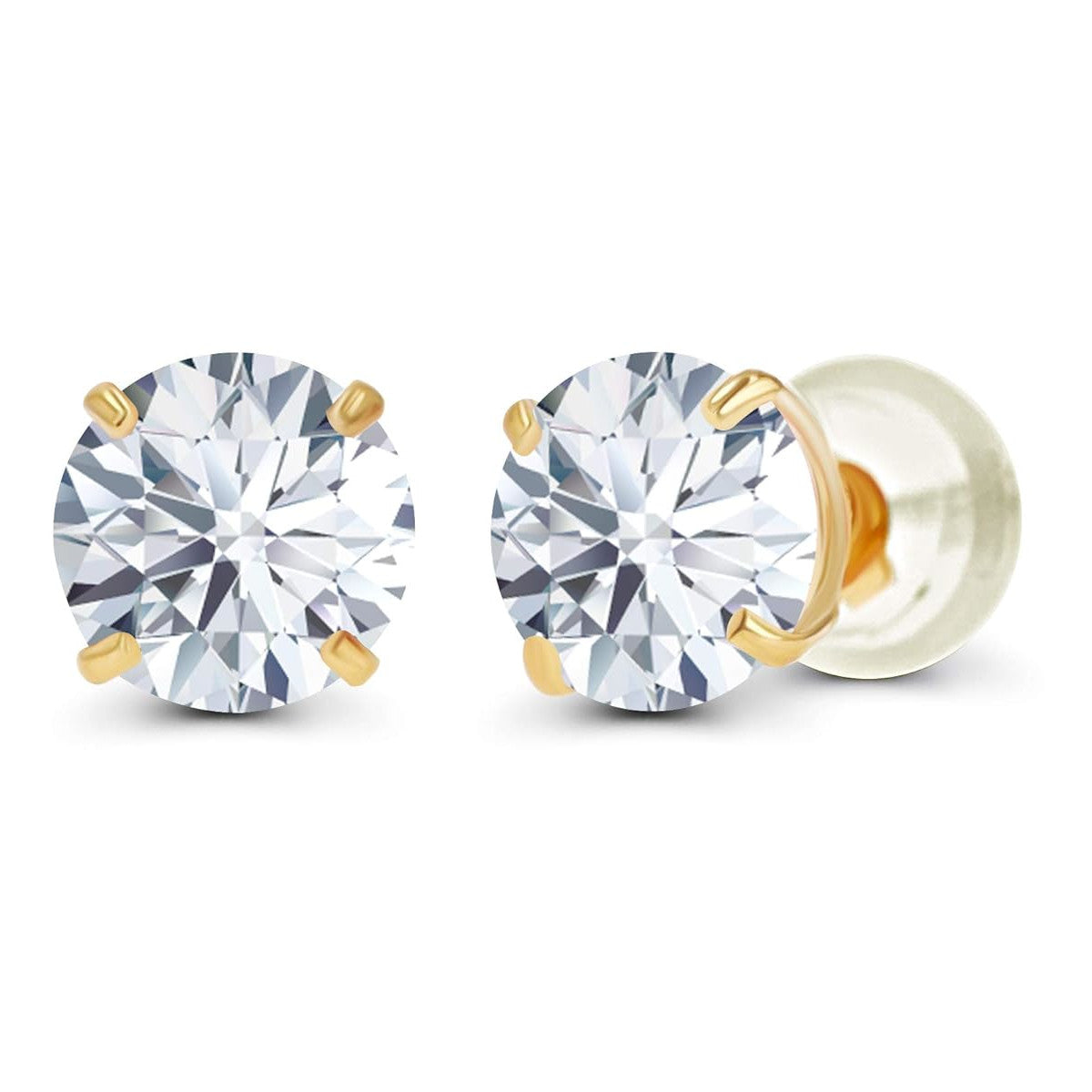 2.50 CTW Created Moissanite Stud Earrings in 14K Yellow Gold, Handcrafted in USA - F-G Color, VS Clarity VossAgin