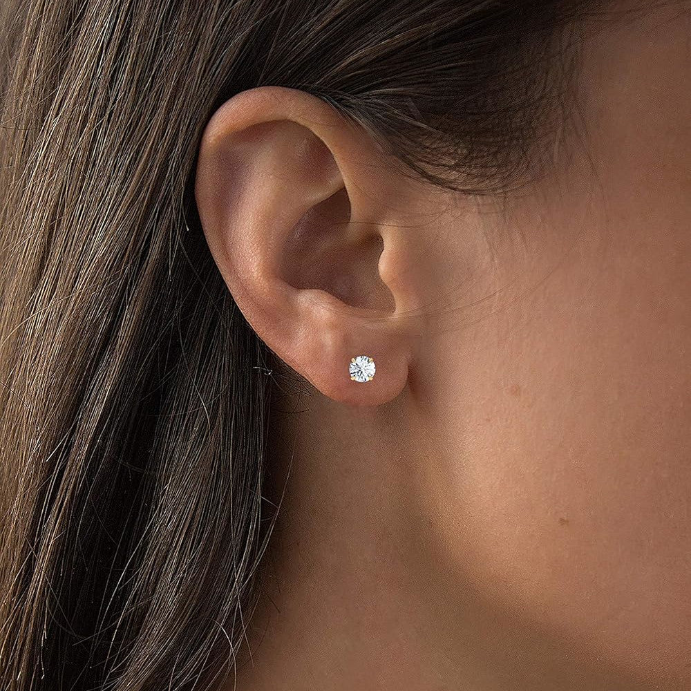 2.00 CTW AGI Certified  Lab-Grown Diamond Stud Earrings in 14K Yellow Gold | G Color VS Clarity | USA Handcrafted Fine Jewelry VossAgin