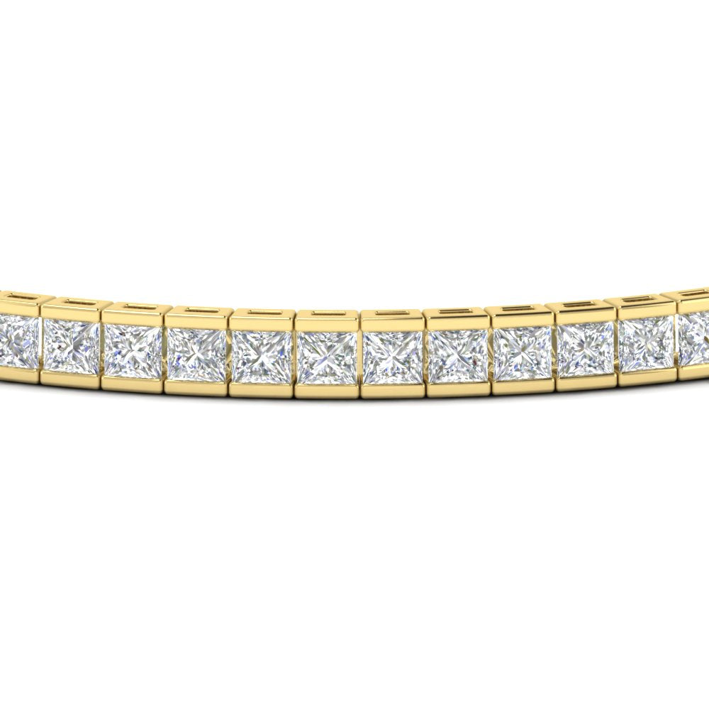 6.00 CTW Created Moissanite Princess Cut Half Bezel Tennis Bracelet in 14K Gold Over Sterling VossAgin