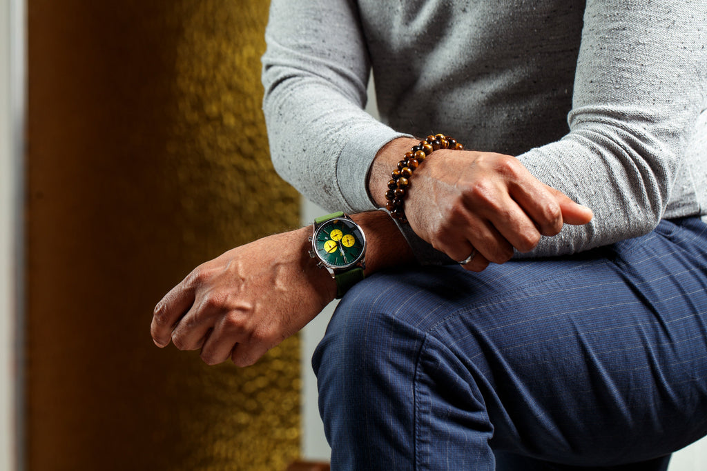Green and Yellow Chronograph The Beyond Boring Watch Company