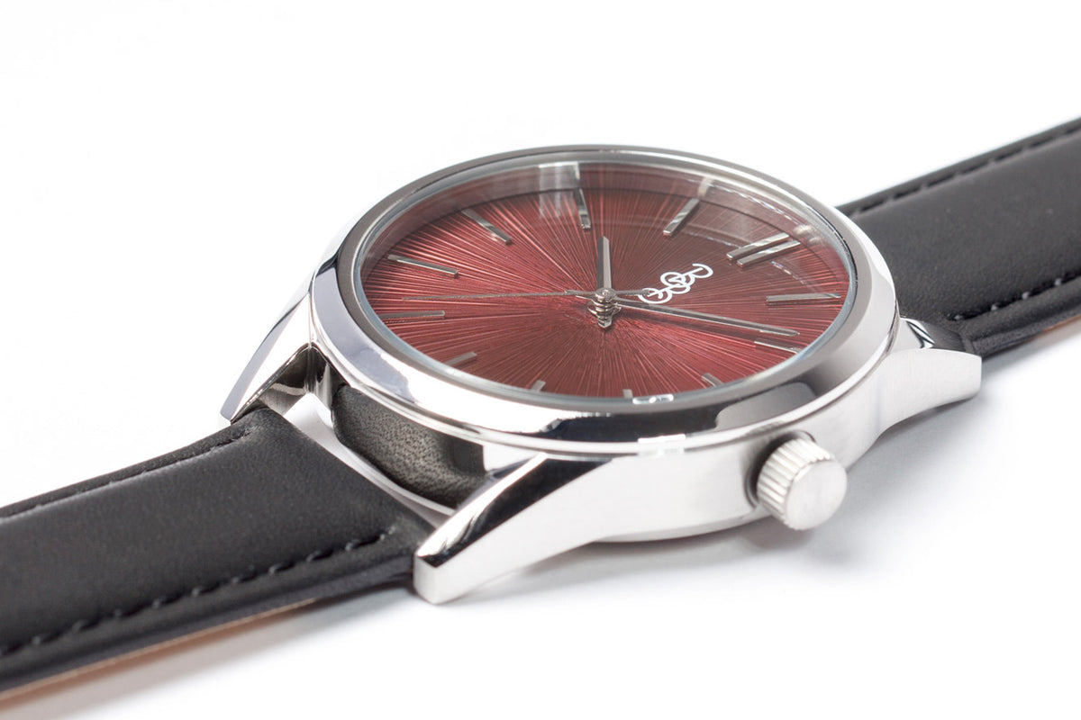 Burgundy Sunburst Watch The Beyond Boring Watch Company