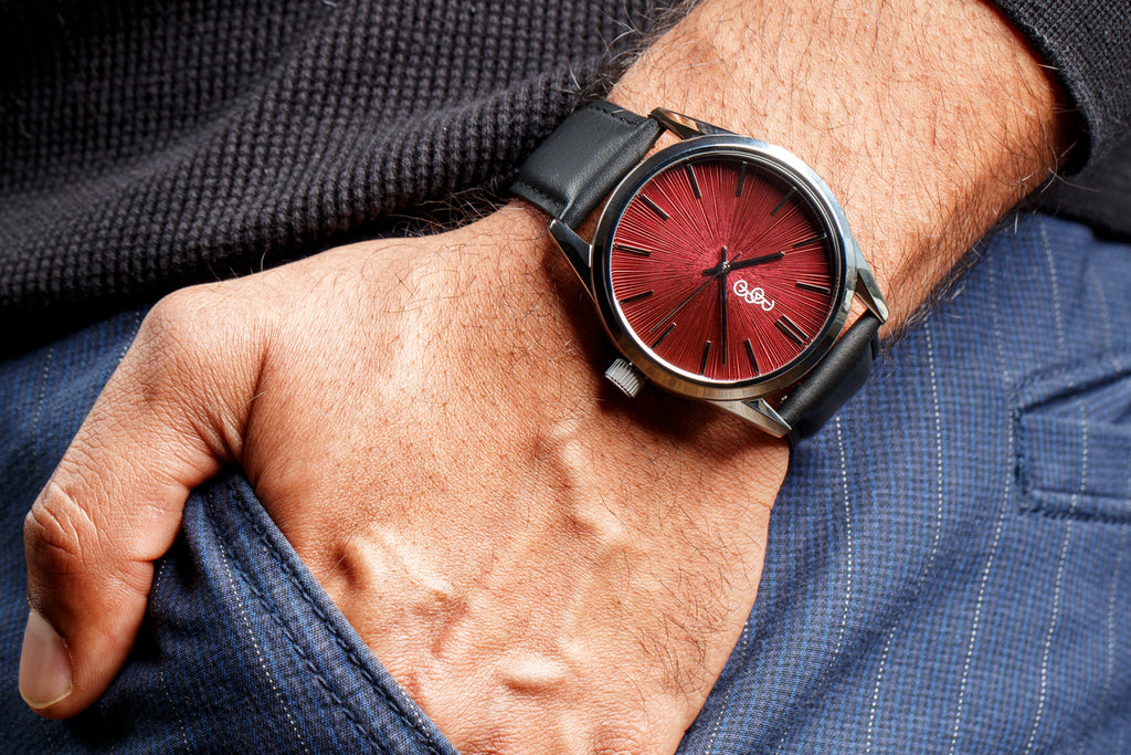 Burgundy Sunburst Watch The Beyond Boring Watch Company
