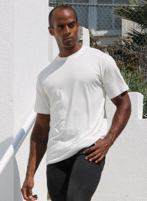 Custom Printed Men's Bamboo Viscose/Organic Cotton Short Sleeve T-Shirt Spun Bamboo