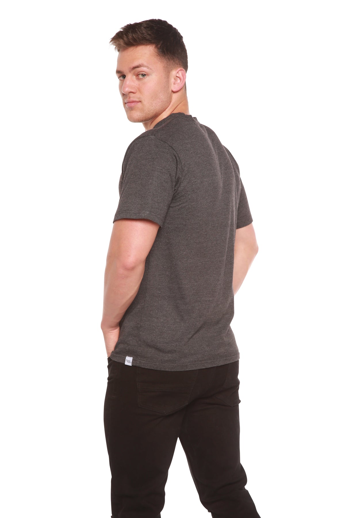 Clearance Men's Bamboo Short Sleeve Contrast Stitch T-Shirt Spun Bamboo