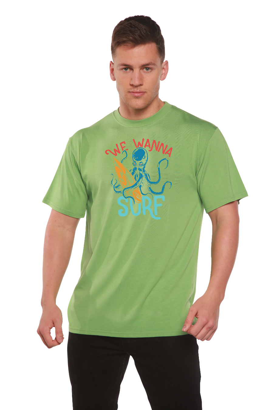 We Wanna Surf Men's Bamboo Viscose/Organic Cotton Short Sleeve Graphic T-Shirt Spun Bamboo